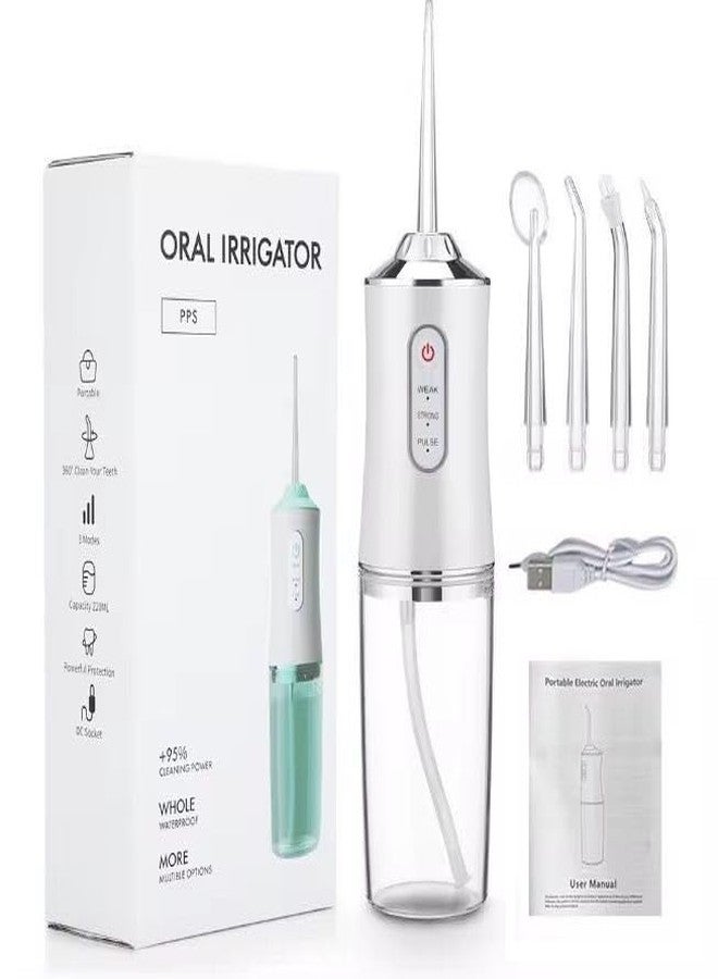 SellSho Water Flosser for Teeth Cleaning, Cordless Waterproof Rechargeable Oral Irrigator with 4 Jets, 3 Modes Irrigation Cleaner with 220ml Detachable Water Tank (White) (001) - Image 1